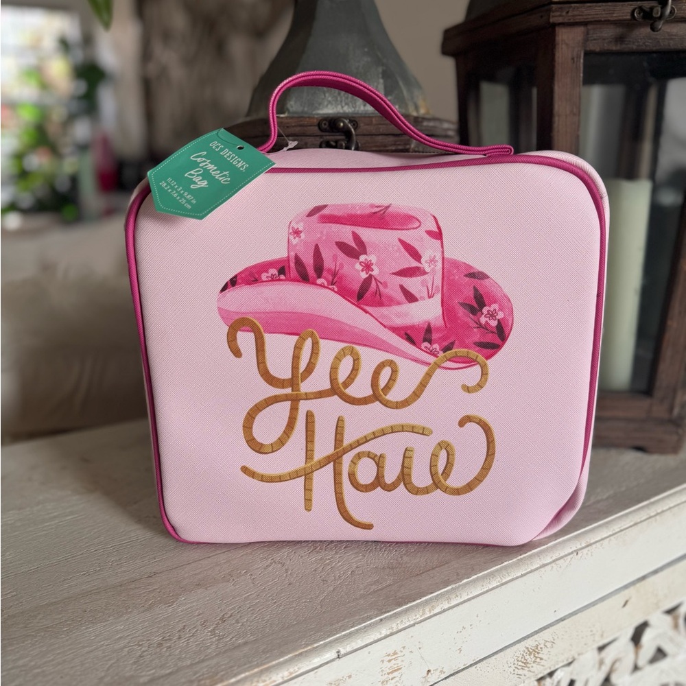 NWT COWGIRL COWBOY HAT YEE HAW LARGE MAKE - UP TRAVEL BAG / CASE OCS DESIGNS